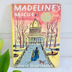 3/$35🌼 Vintage 1953 Madeline’s Rescue – GUC – Large Hardcover (40 cm x 20 cm)
